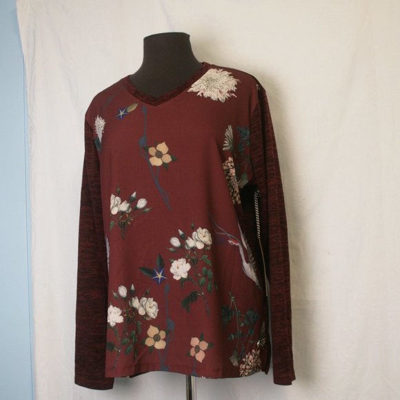 Point Zero v-Neck Pullover Blouse with sweater back & sleeves - Picture 2 of 6